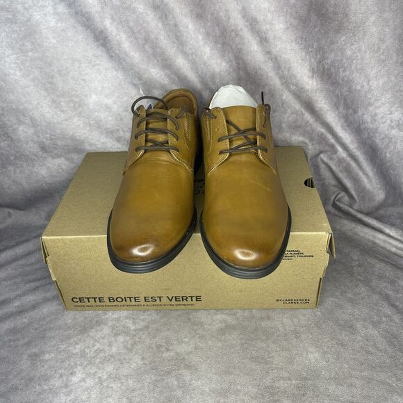 New In Box Men\'s Clarks Whiddon Plain Toe Oxford 26152919 Dark Tan Leather 11.5 main image 6